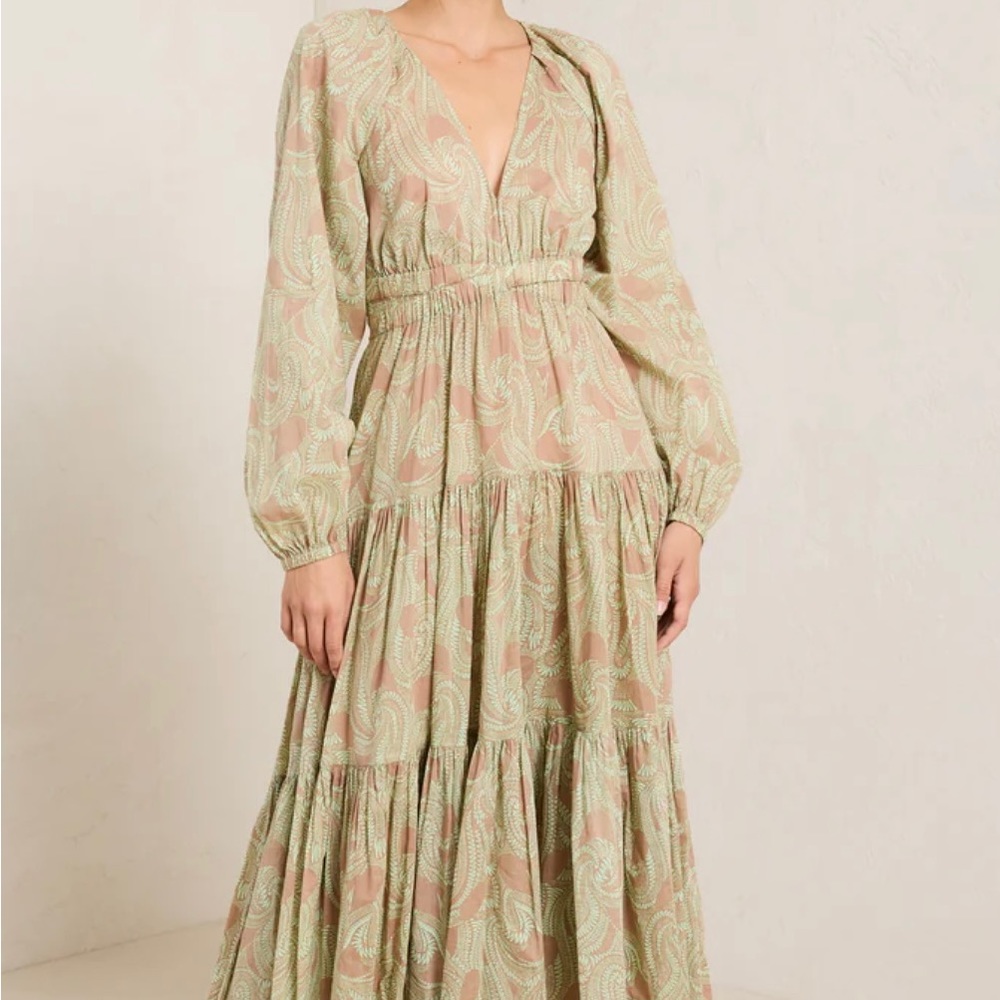 A.L.C. Pale Green and Blush Paisley Maxi Dress